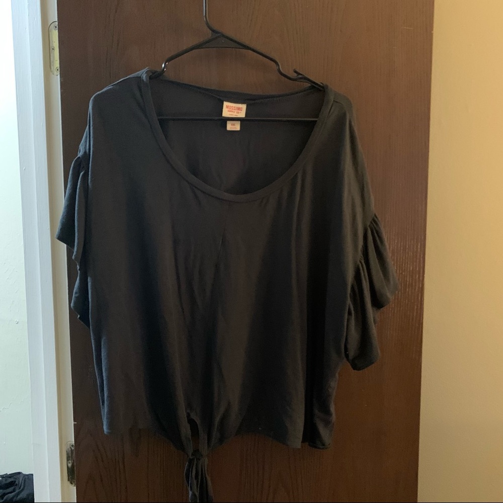 Gray-Green Front Tie Crop Top